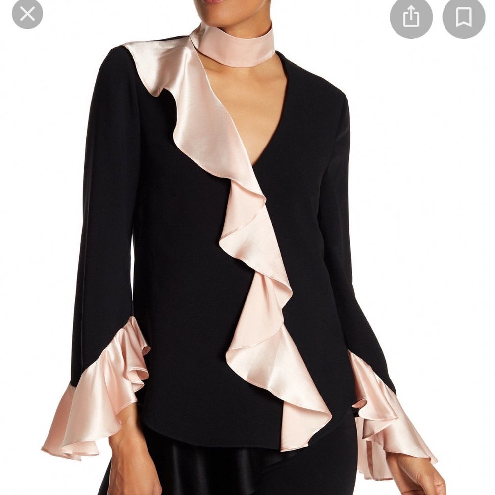 NWT Cinq a Sept Mariah Top Black/Pink XS